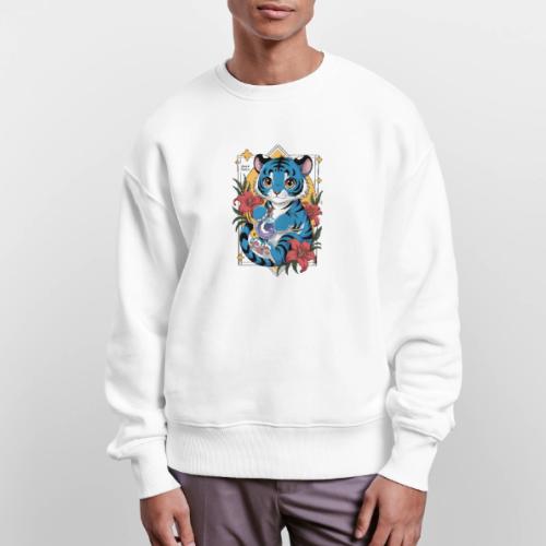 Mystic Blue Tiger Anime Potion Design – Cute tiger - Stanley/Stella Radder Unisex Oversized Organic Sweatshirt
