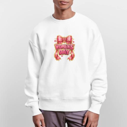Cute Pink Bow Women’s Day Feminist Symbol - Stanley/Stella Radder Unisex Oversized Organic Sweatshirt