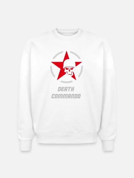Death Commando Military Skull - Stanley/Stella Radder Unisex Oversized Organic Sweatshirt - white