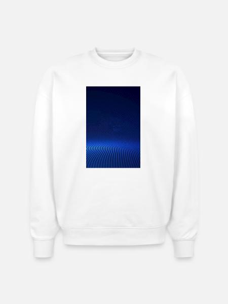 Blue Halftone Wave - Stanley/Stella Radder Unisex Oversized Organic Sweatshirt - white