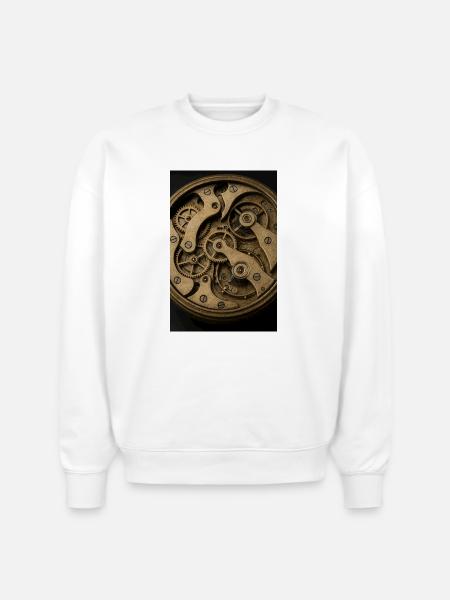 Bronze Clockwork Gears - Stanley/Stella Radder Unisex Oversized Organic Sweatshirt - white