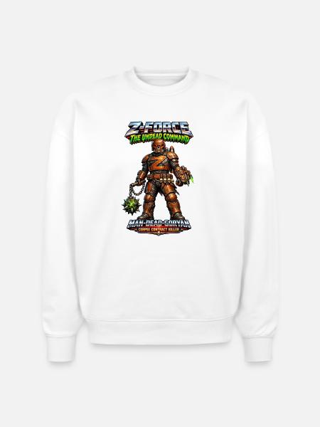 Z-FORCE: MAN-DEAD-GORYAN - Stanley/Stella Radder Unisex Oversized Organic Sweatshirt - white