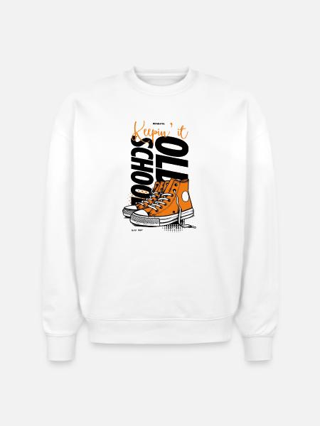 Vibrant Orange Sneakers Illustration - Stanley/Stella Radder Unisex Oversized Organic Sweatshirt - white