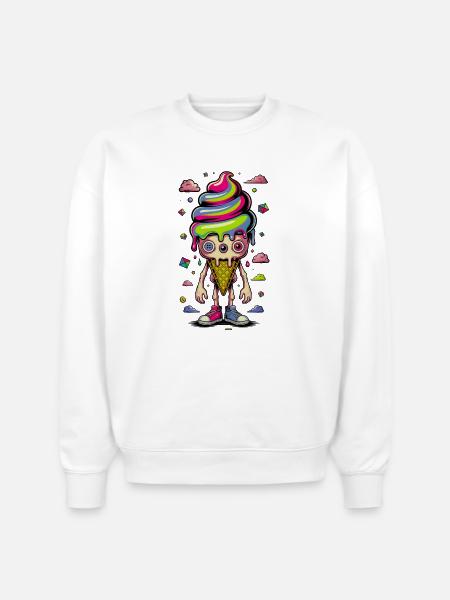 Cosmic Cone Creature - Stanley/Stella Radder Unisex Oversized Organic Sweatshirt - white
