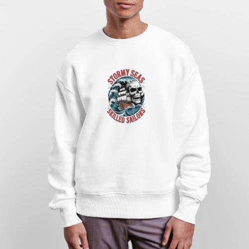 Stormy Seas Skull Pirate Ship Nautical Ocean Waves - Stanley/Stella Radder Unisex Oversized Organic Sweatshirt
