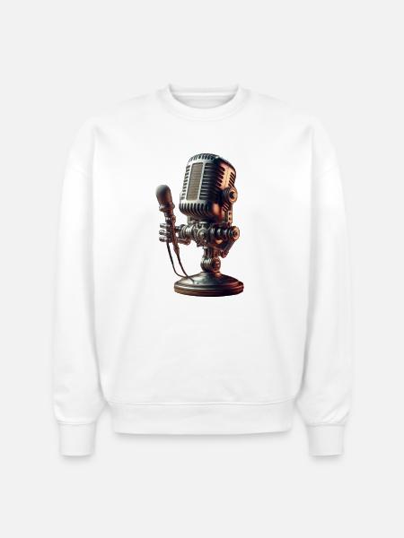 microphone - Stanley/Stella Radder Unisex Oversized Organic Sweatshirt - white