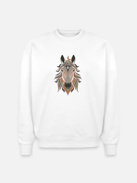 Horse Design - Stanley/Stella Radder Unisex Oversized Organic Sweatshirt - white