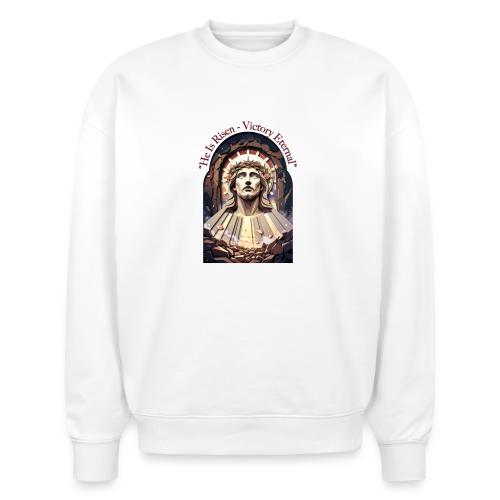 Easter He Is Risen Face of Christ T Shirt, Gift - Stanley/Stella Radder Unisex Oversized Organic Sweatshirt