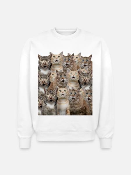 Surprised cats - Stanley/Stella Radder Unisex Oversized Organic Sweatshirt - white