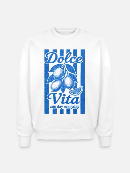 Italian Lemon, Summer Vibes Shirt, Vacation Tee - Stanley/Stella Radder Unisex Oversized Organic Sweatshirt - white