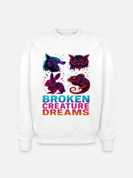 Bizarre Abstract Animals Broken Creatures - Stanley/Stella Radder Unisex Oversized Organic Sweatshirt - white