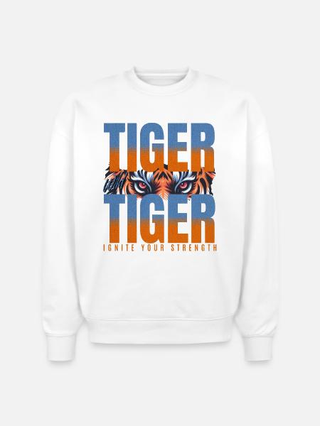 Tiger Ignite Strength - Stanley/Stella Radder Unisex Oversized Organic Sweatshirt - white
