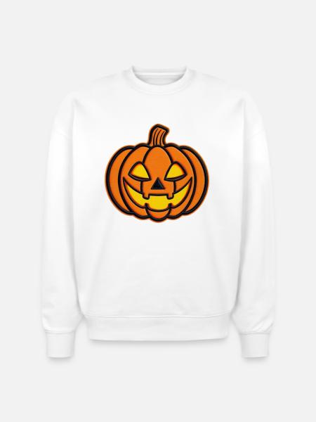 Pumpkin Jack-o-Lantern Patch - Stanley/Stella Radder Unisex Oversized Organic Sweatshirt - white