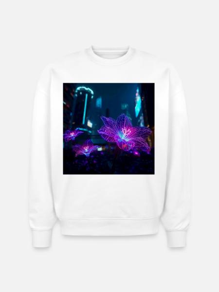 Neon Veins - Stanley/Stella Radder Unisex Oversized Organic Sweatshirt - white