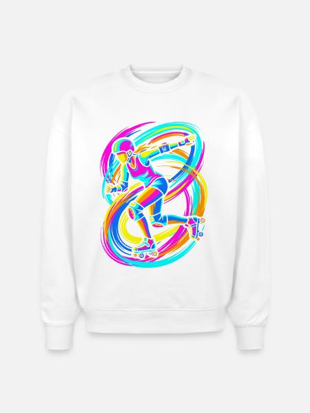 Roller Skater - Stanley/Stella Radder Unisex Oversized Organic Sweatshirt - white