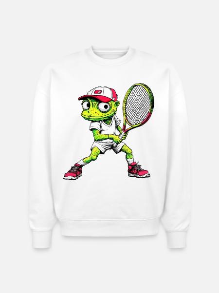 Tennis Chameleons - Stanley/Stella Radder Unisex Oversized Organic Sweatshirt - white