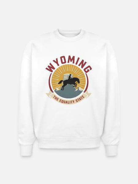 Wyoming Equality Emblem - Stanley/Stella Radder Unisex Oversized Organic Sweatshirt - white