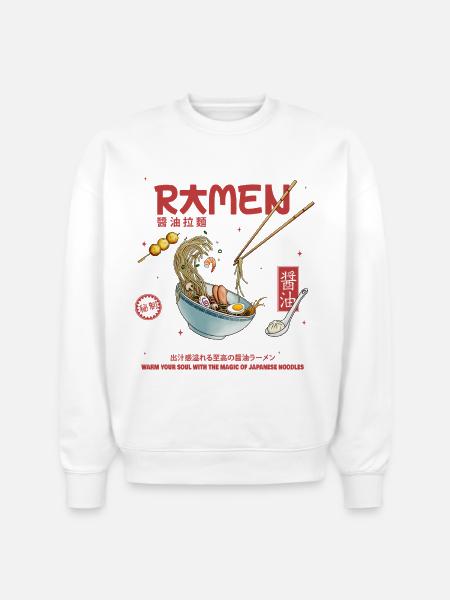 Ramen - Stanley/Stella Radder Unisex Oversized Organic Sweatshirt - white