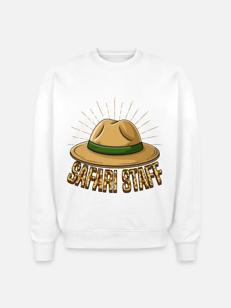 Safari Staff Hat Emblem - Stanley/Stella Radder Unisex Oversized Organic Sweatshirt - white