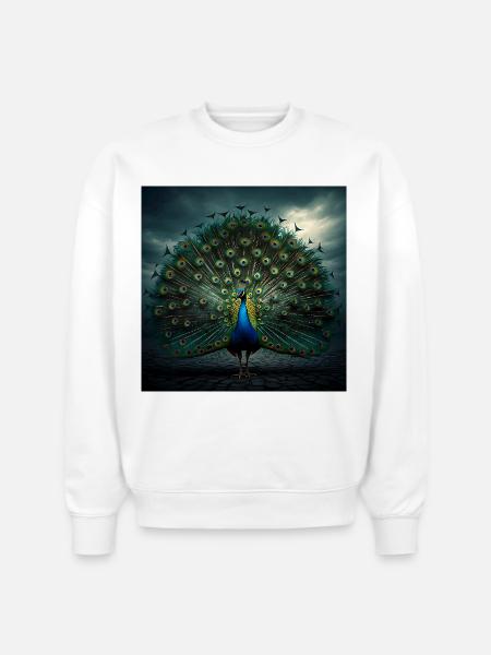 beautiful peacock - Stanley/Stella Radder Unisex Oversized Organic Sweatshirt - white