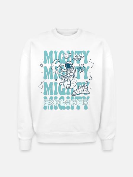 Moonlit Explorer Astronaut - Stanley/Stella Radder Unisex Oversized Organic Sweatshirt - white