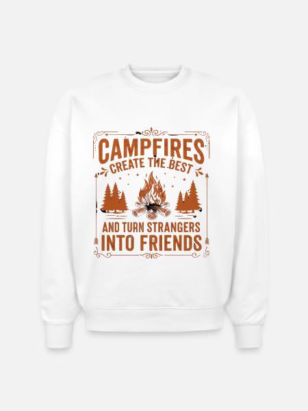 Campfires Turn Strangers Into Friends - Stanley/Stella Radder Unisex Oversized Organic Sweatshirt - white