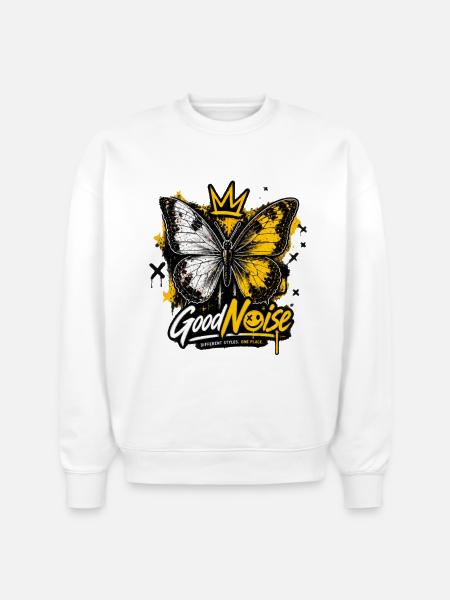 Butterfly Crown Graffiti - Stanley/Stella Radder Unisex Oversized Organic Sweatshirt - white
