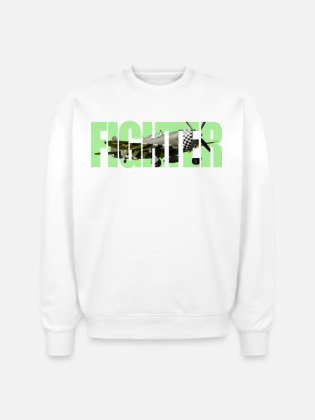 Fighter P-47 Thunderbolt - Stanley/Stella Radder Unisex Oversized Organic Sweatshirt - white