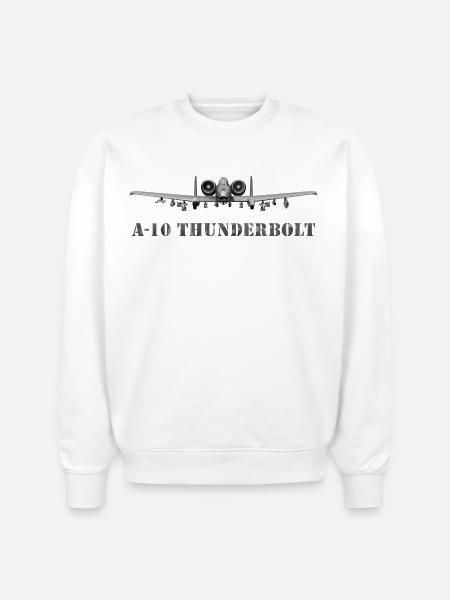 A10 Thunderbolt Frontline Print - Stanley/Stella Radder Unisex Oversized Organic Sweatshirt - white
