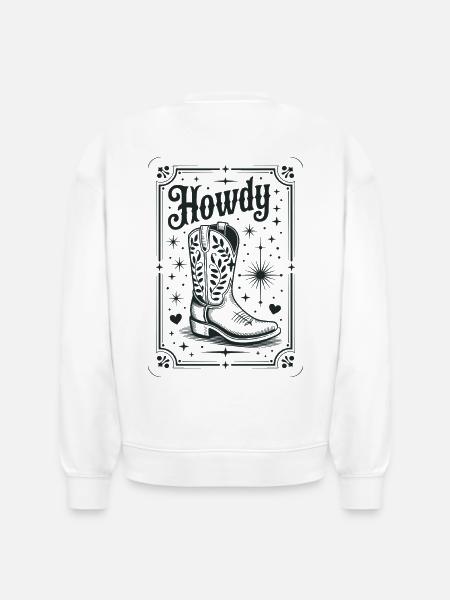 Howdy Boots Western Night - Stanley/Stella Radder Unisex Oversized Organic Sweatshirt - white