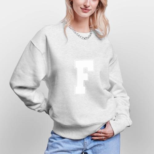 White Letter F – Varsity Alphabet Monogram - Stanley/Stella Radder Unisex Oversized Organic Sweatshirt