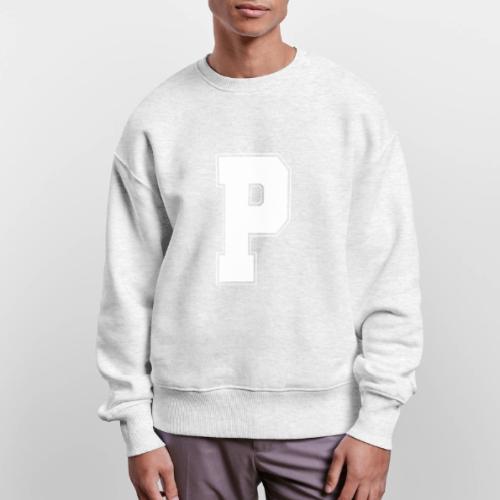 White Letter P – Varsity Alphabet Monogram - Stanley/Stella Radder Unisex Oversized Organic Sweatshirt