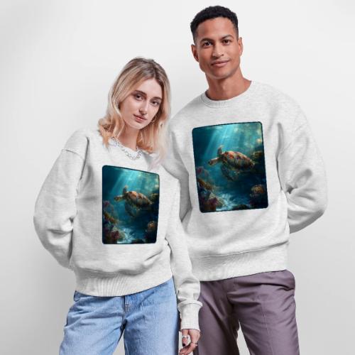 Sea Turtle Coral Reef Design - Stanley/Stella Radder Unisex Oversized Organic Sweatshirt