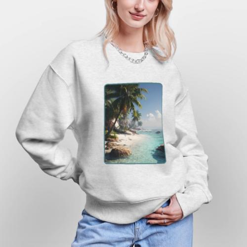 Tropical Beach Paradise Palm Design - Stanley/Stella Radder Unisex Oversized Organic Sweatshirt