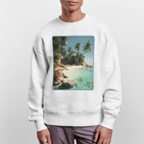 Serene Tropical Beach Floral Design - Stanley/Stella Radder Unisex Oversized Organic Sweatshirt