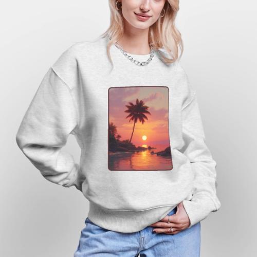 Tropical Beach Sunset Palm Design - Stanley/Stella Radder Unisex Oversized Organic Sweatshirt