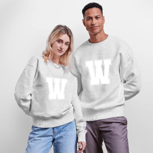 White Letter W – Varsity Alphabet Monogram - Stanley/Stella Radder Unisex Oversized Organic Sweatshirt