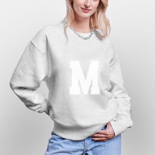 White Letter M – Varsity Alphabet Monogram - Stanley/Stella Radder Unisex Oversized Organic Sweatshirt