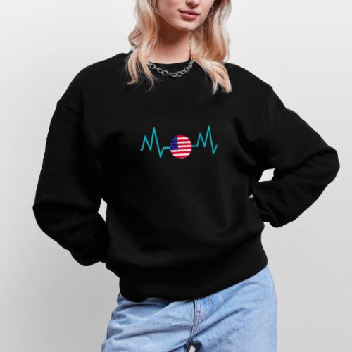 Heartbeat USA Flag – Patriotic American Pride Tee - Stanley/Stella Radder Unisex Oversized Organic Sweatshirt