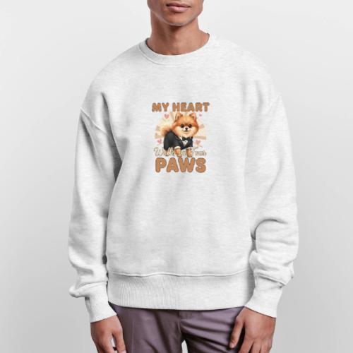 My Heart Walks on Four Paws – Pomeranian tee - Stanley/Stella Radder Unisex Oversized Organic Sweatshirt