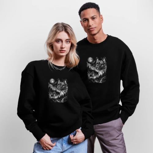 Vintage French Bulldog Moon Howling Tee - Stanley/Stella Radder Unisex Oversized Organic Sweatshirt