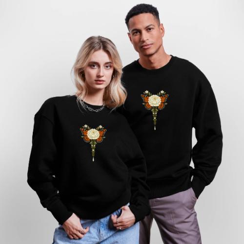 Monarch Butterfly Floral Botanical Art - Stanley/Stella Radder Unisex Oversized Organic Sweatshirt
