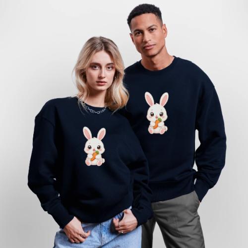 Cute Bunny Rabbit Holding Carrot – Kawaii Easter - Stanley/Stella Radder Unisex Oversized Organic Sweatshirt