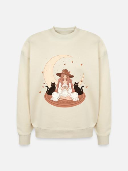 Enchanted Autumn Witch & Moonlight - Stanley/Stella Radder Unisex Oversized Organic Sweatshirt -