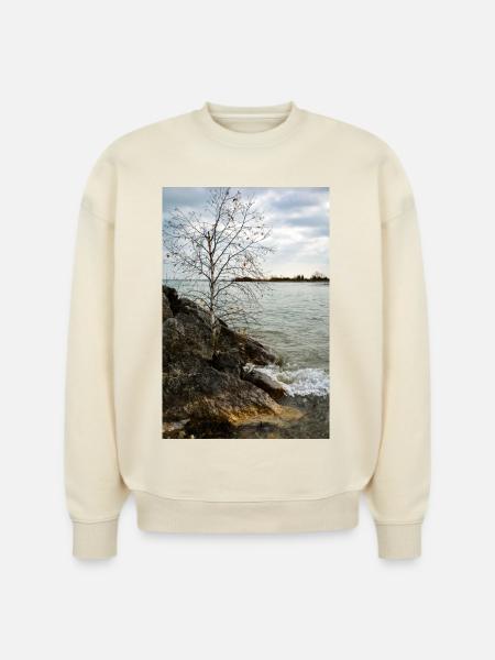 tiny tree on shore - Stanley/Stella Radder Unisex Oversized Organic Sweatshirt -