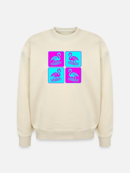 Flamingo Waves Pop Art - Stanley/Stella Radder Unisex Oversized Organic Sweatshirt -