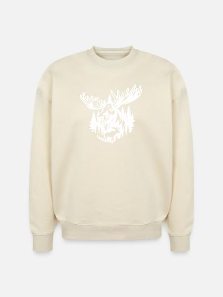 Majestic Moose Forest Illustration - Stanley/Stella Radder Unisex Oversized Organic Sweatshirt -