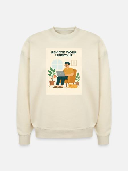 Remote Work Lifestyle Illustration - Stanley/Stella Radder Unisex Oversized Organic Sweatshirt -