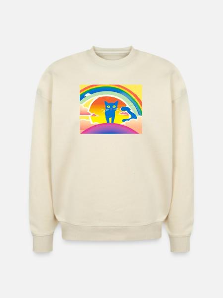Blue Cat Rainbow Sunset - Stanley/Stella Radder Unisex Oversized Organic Sweatshirt - 