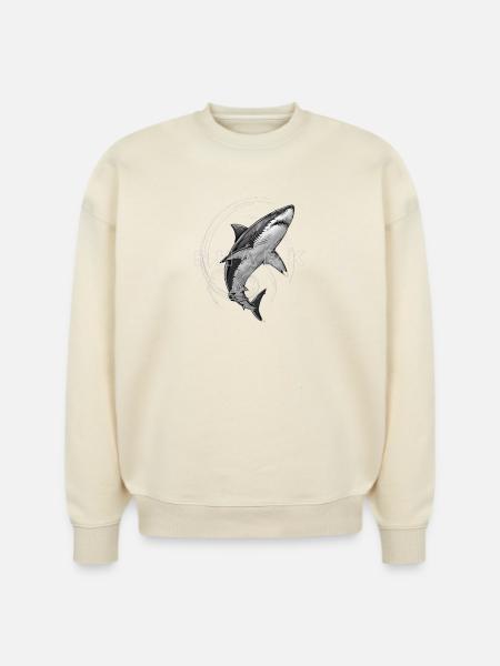 Shark Circle Mono Graphic - Stanley/Stella Radder Unisex Oversized Organic Sweatshirt - 